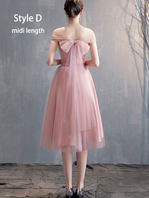Pink Bridesmaid Tulle Wedding Prom Dress