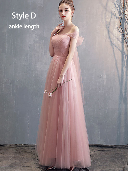 Pink Bridesmaid Tulle Wedding Prom Dress