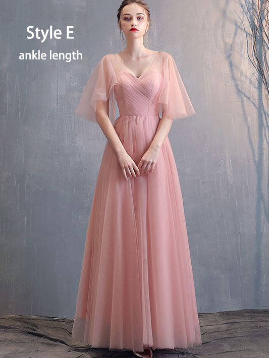 Pink Bridesmaid Tulle Wedding Prom Dress