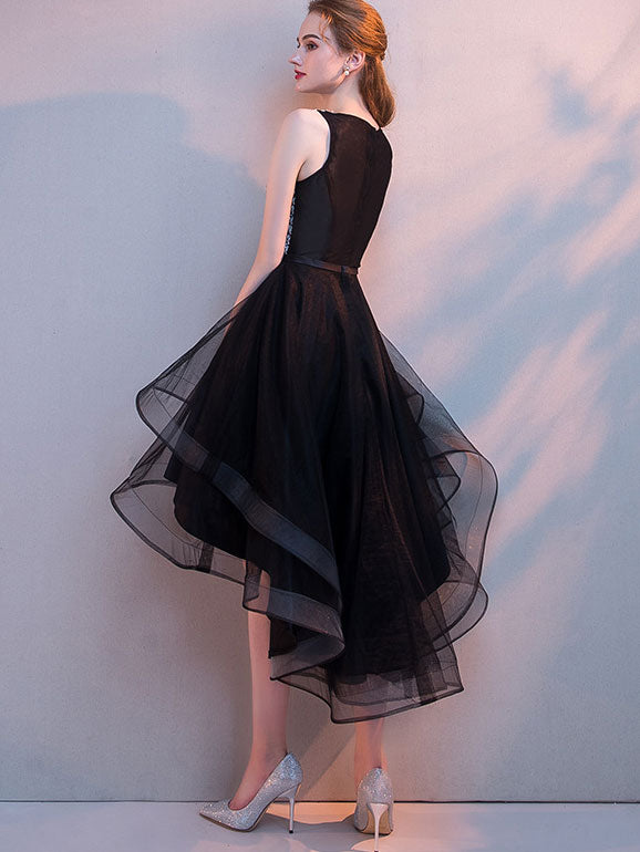 Sequined High Low Hem Tulle Dress