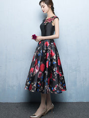 Blossom Print Mid Tea Fit & Flare Prom Dress