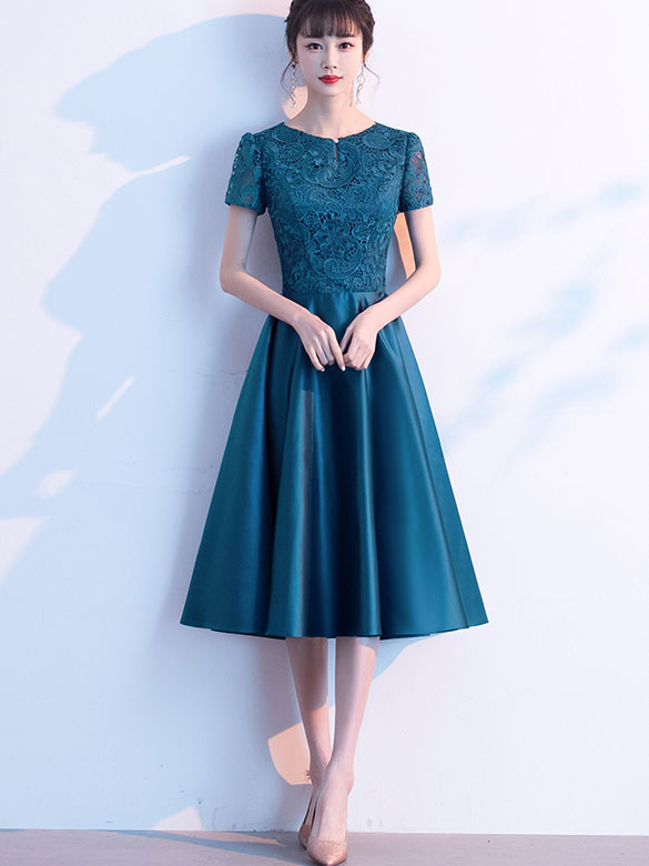Women Ruffled Orange, White Below Knee Dress