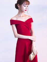 Red Black Blue A-line Off Shoulder Prom Dress