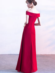 Red Black Blue A-line Off Shoulder Prom Dress