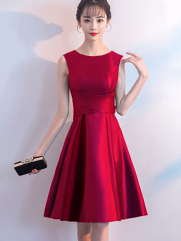 Red Black Fit & Flare Self Tie Belt Dress