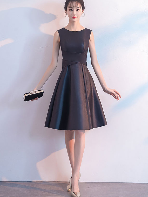 Red Black Fit & Flare Self Tie Belt Dress
