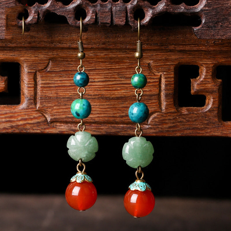 Agate Jade Dangle Drop Earrings