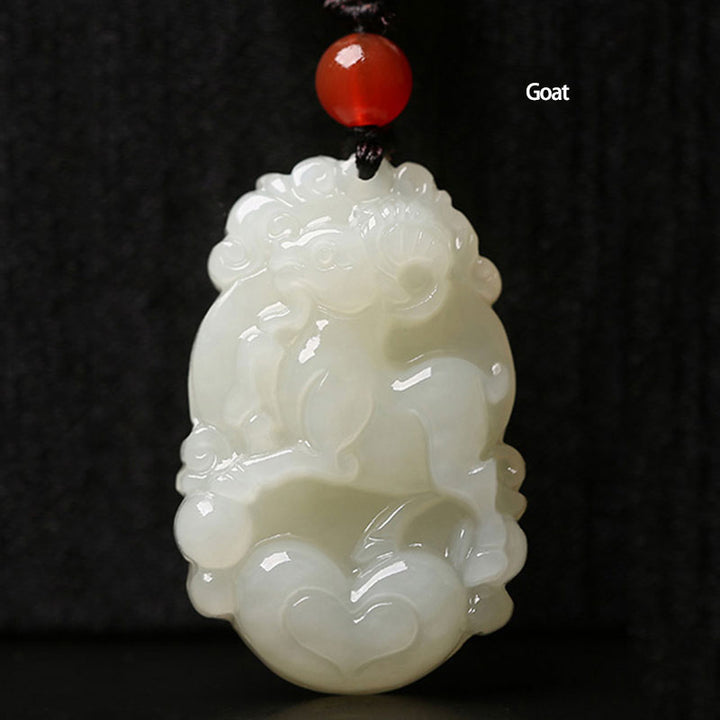 12 Chinese Zodiac Animals Jade Pendant Necklace