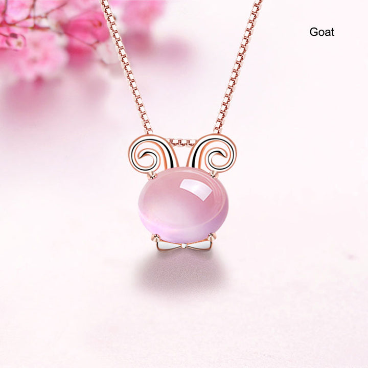 12 Zodiac Animals Crystal Pendant Necklace Christmas Birthday Gift