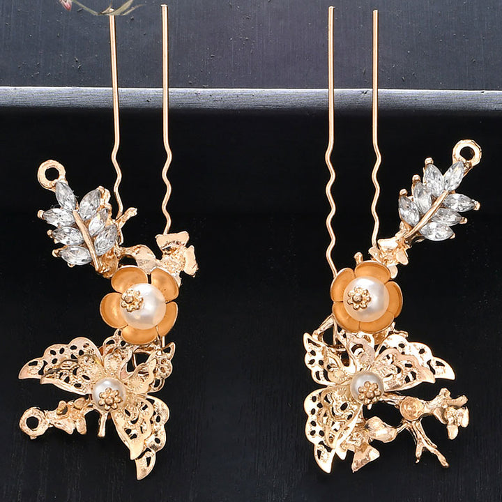 Tassel Bridal Flower Hair Combs Clips & Earrings