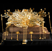 Gold Tone Phoenix Bridal Hair Crown Vine