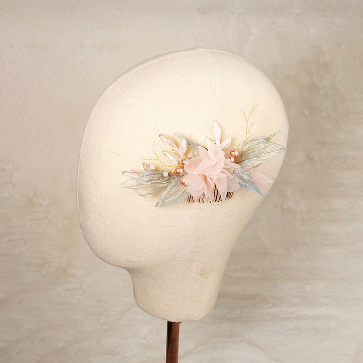 Rhinestone Fabric Flower Wedding Bridal Hair Comb