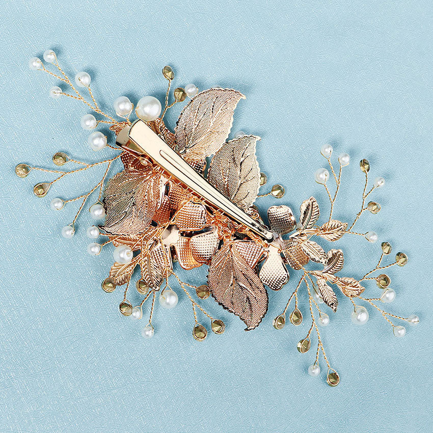 Rhinestone Leaf Flower Wedding Bridal Hair Clip Pin