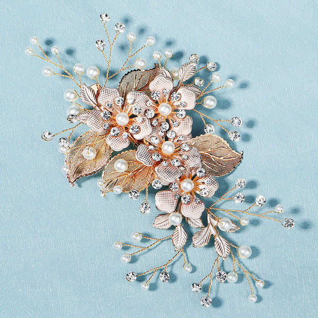 Rhinestone Leaf Flower Wedding Bridal Hair Clip Pin