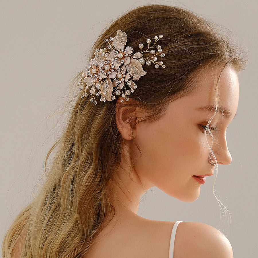 Rhinestone Leaf Flower Wedding Bridal Hair Clip Pin