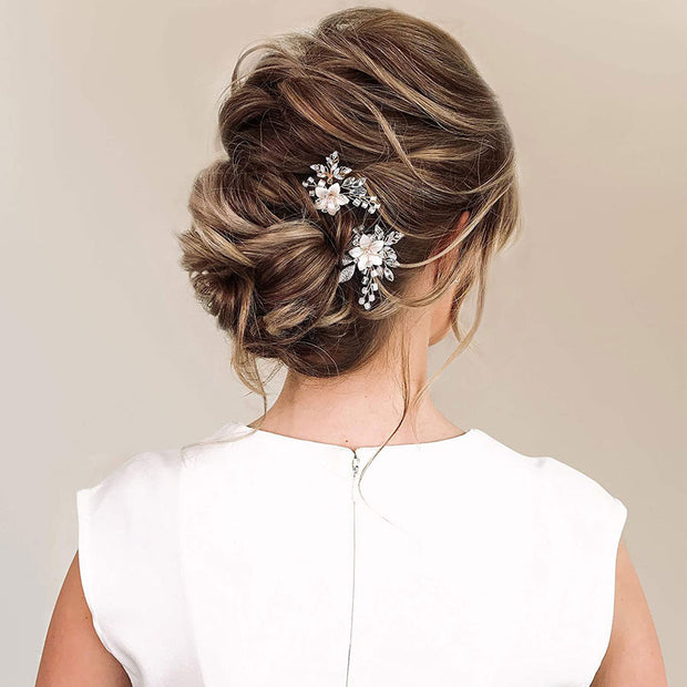 Crystal Flower Wedding Bride Bridesmaids Hair Comb Pin