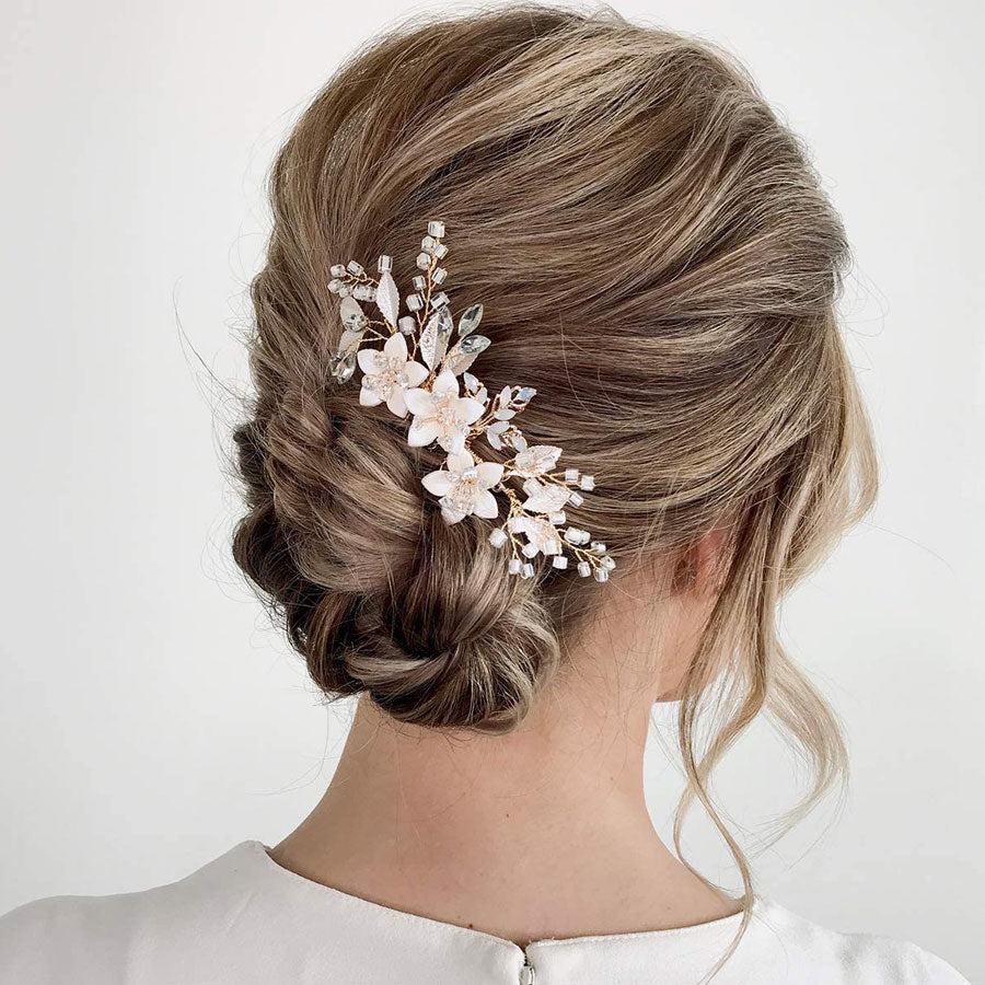Crystal Flower Wedding Bride Bridesmaids Hair Comb Pin
