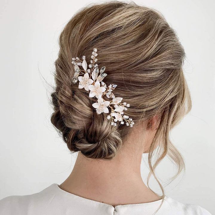 Crystal Flower Wedding Bride Bridesmaids Hair Comb Pin