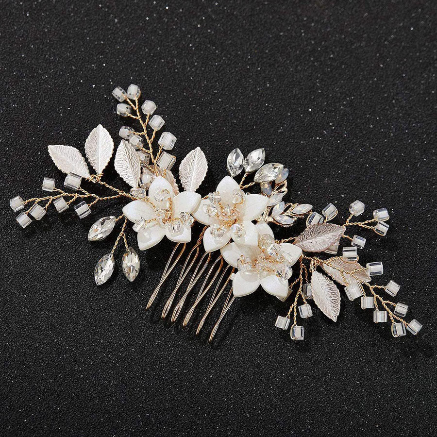 Crystal Flower Wedding Bride Bridesmaids Hair Comb Pin
