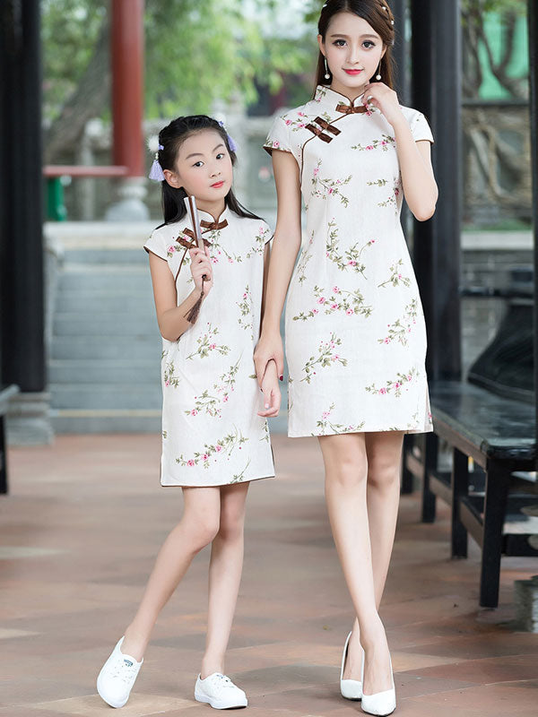 Parent-Child Floral Kids Cheongsam / Qipao Dress