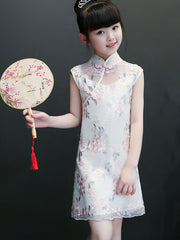 Embroidered Lace Kids Girl's Cheongsam / Qipao Dress