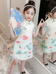 Lotus Summer Kids Girl Cheongsam / Qipao Dress
