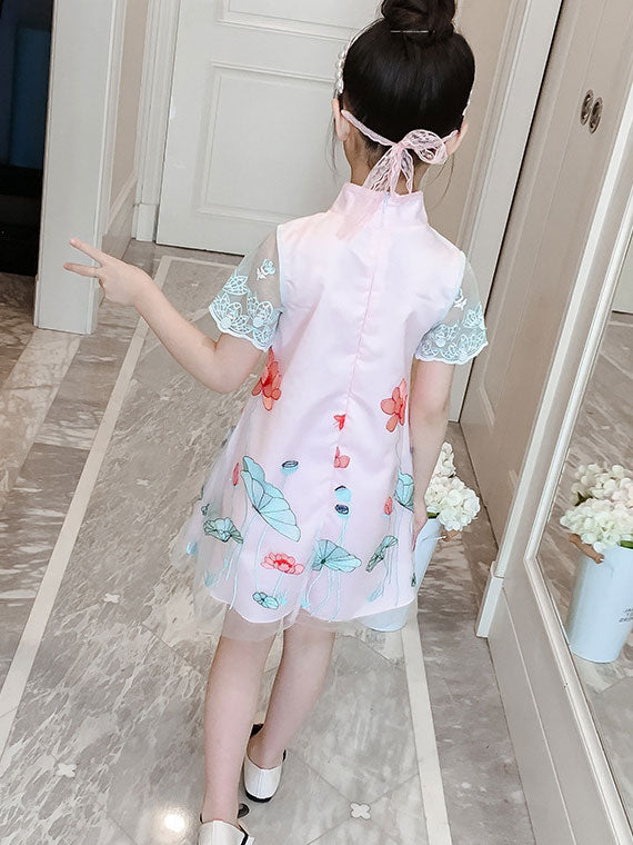 Lotus Summer Kids Girl Cheongsam / Qipao Dress
