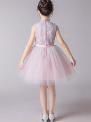 Pink Flower Girl Tulle Cheongsam Qi Pao Dress