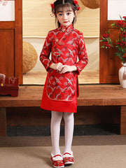 Kids Girl's New Year Jacquard Qi Pao Cheongsam Dress