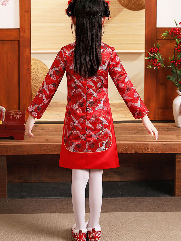 Kids Girl's New Year Jacquard Qi Pao Cheongsam Dress