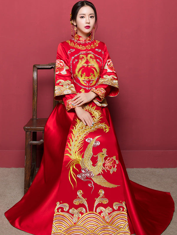 Embroidered Phoenix Bridal Qun Kwa Chinese Wedding Suit