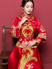 Embroidered Phoenix Bridal Qun Kwa Chinese Wedding Suit