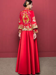 Embroidered Phoenix Bridal Qun Kwa Chinese Wedding Suit