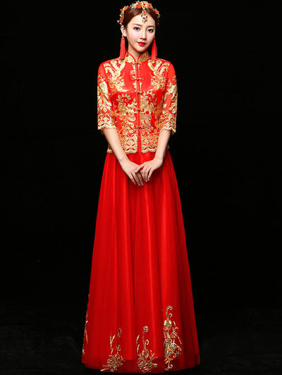 Half Sleeve Top & Full Maxi Skirt Wedding Qun Kwa