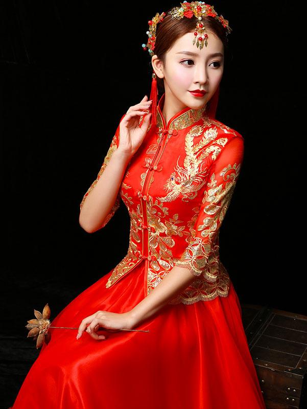 Half Sleeve Top & Full Maxi Skirt Wedding Qun Kwa