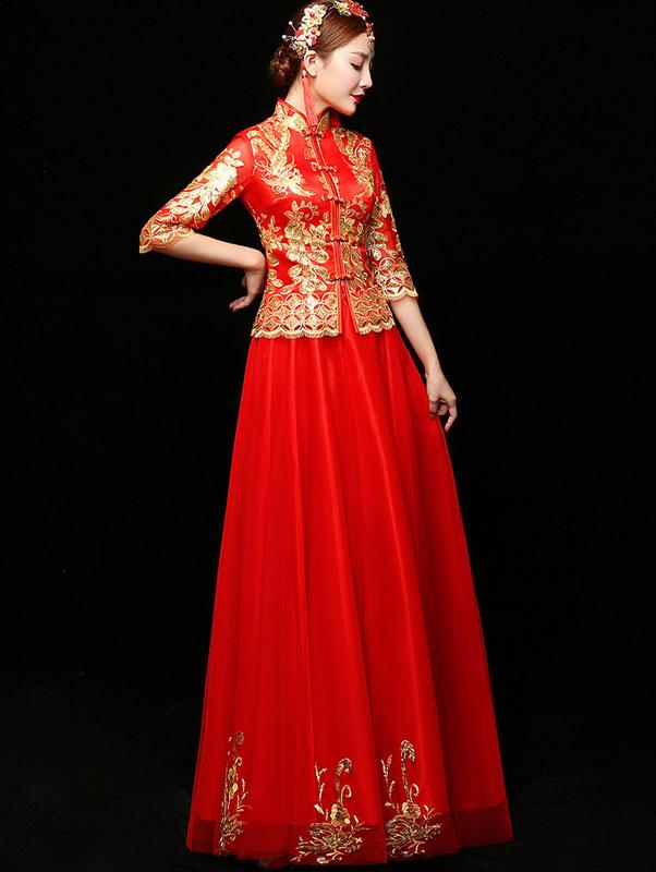 Half Sleeve Top & Full Maxi Skirt Wedding Qun Kwa