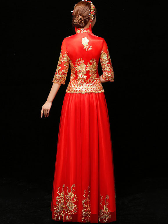 Half Sleeve Top & Full Maxi Skirt Wedding Qun Kwa