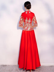 Sequined Embroidered Floral Chinese Wedding Bridal Qun Gua