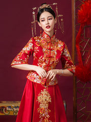 Red Embroidered Chinese Wedding Bridal Xiu He Fu