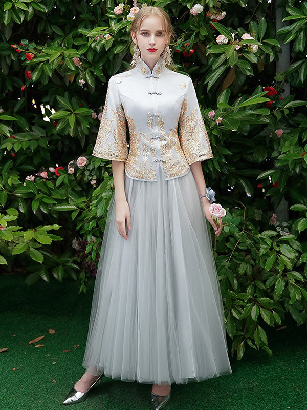 Pink Gray Bridesmaid Wedding Xiu He Qun Kwa