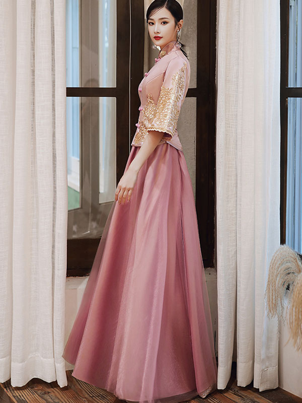 Pink Gray Bridesmaid Wedding Xiu He Qun Kwa
