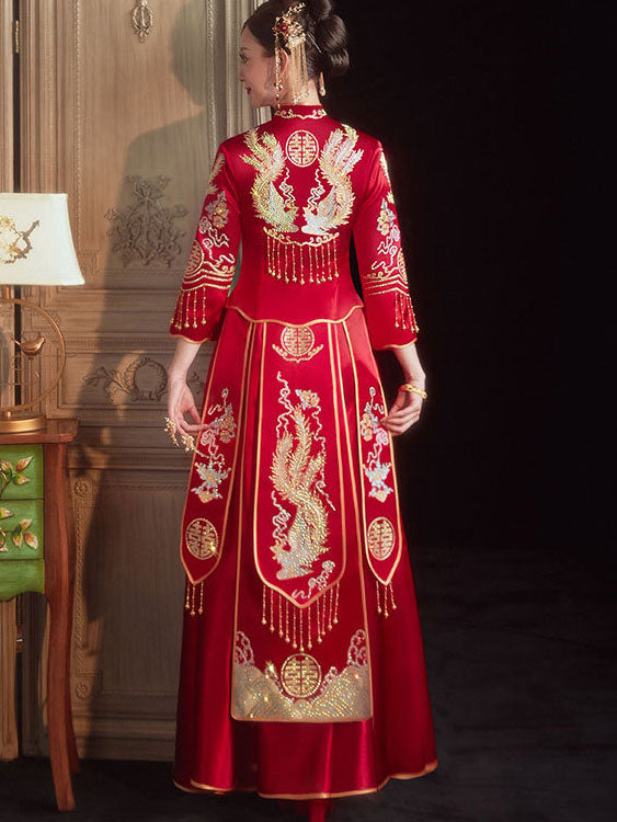 Phoenix Wedding Bridal Qun Kwa with Fit & Flare Skirt