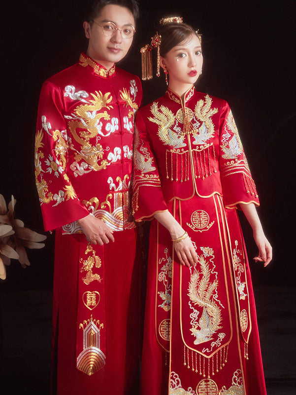 Phoenix Wedding Bridal Qun Kwa with Fit & Flare Skirt