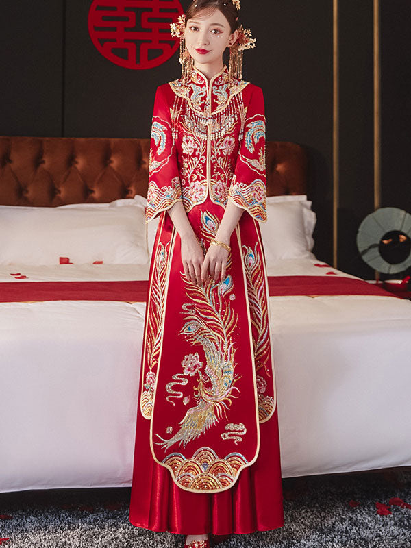 2022 Embroidered Phoenix Wedding Qun Gua with Full Maxi Skirt