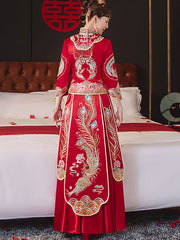 2022 Embroidered Phoenix Wedding Qun Gua with Full Maxi Skirt