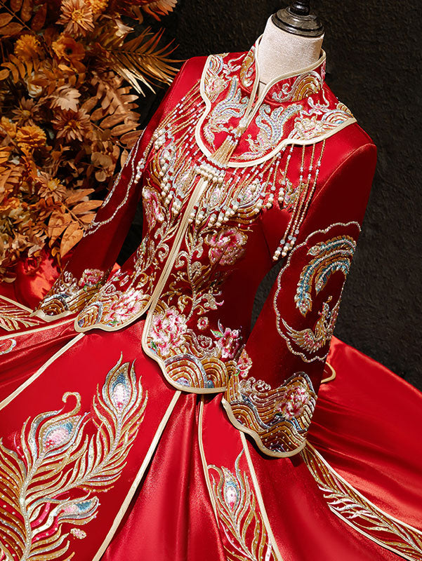 2022 Embroidered Phoenix Wedding Qun Gua with Full Maxi Skirt