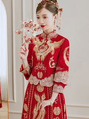 Embroidered Phoenix Wedding Bride Qun Gua Xiu He