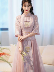 2 Pieces Pink Yellow Bridesmaids Dress Wedding Qun Gua