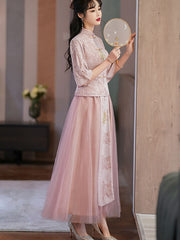2 Pieces Pink Yellow Bridesmaids Dress Wedding Qun Gua