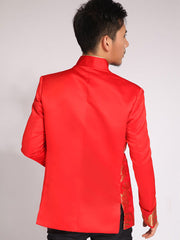 Red Woven Dragon Traditional Men's Wedding Jacket
